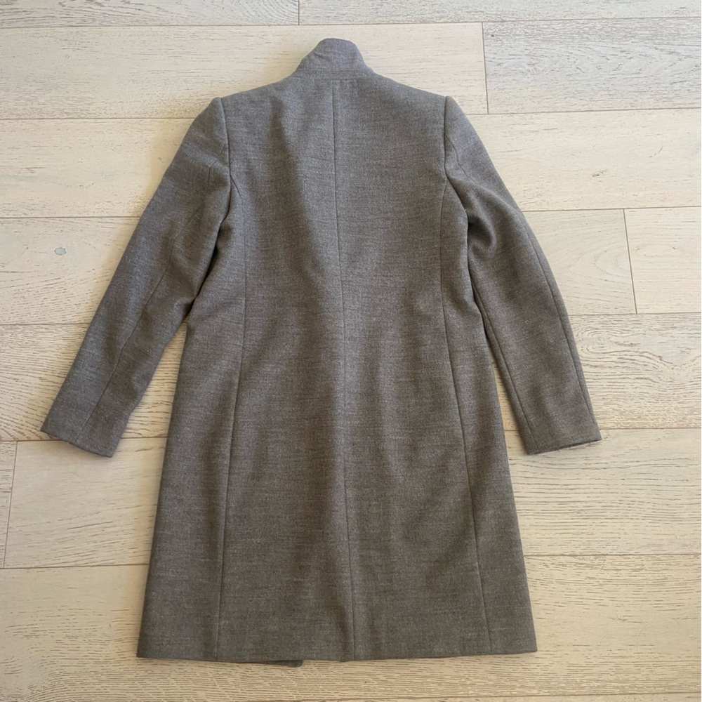 ZARA Wool Blend Coat Medium Taupe Brown Minimalist Single Breasted EUC - Picture 3 of 8